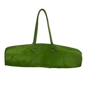 Gaiam Lime Green Yoga Mat Travel Carrier Shoulder Bag Silver Hardware Pockets
